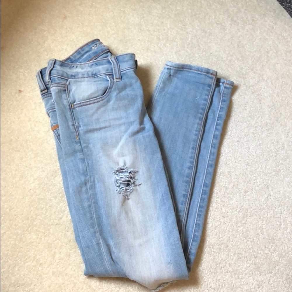 AE super stretch ripped skinny jeans